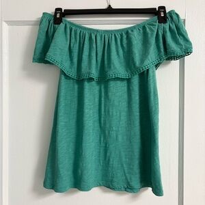 Old Navy off the shoulder ruffle top size medium teal blue green
